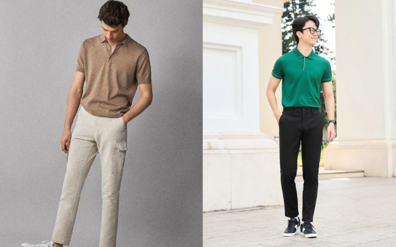 Phối áo polo nam với quần kaki 