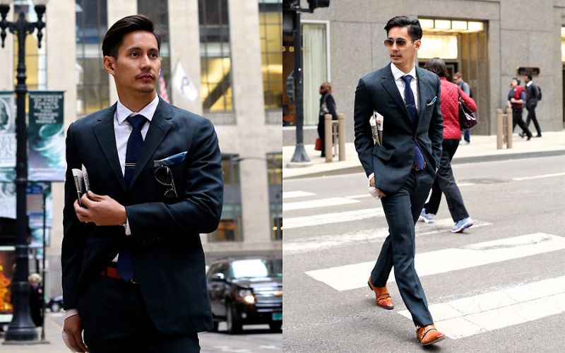 Outfit đi đám cưới đẹp vớ suit và giày Monk Strap