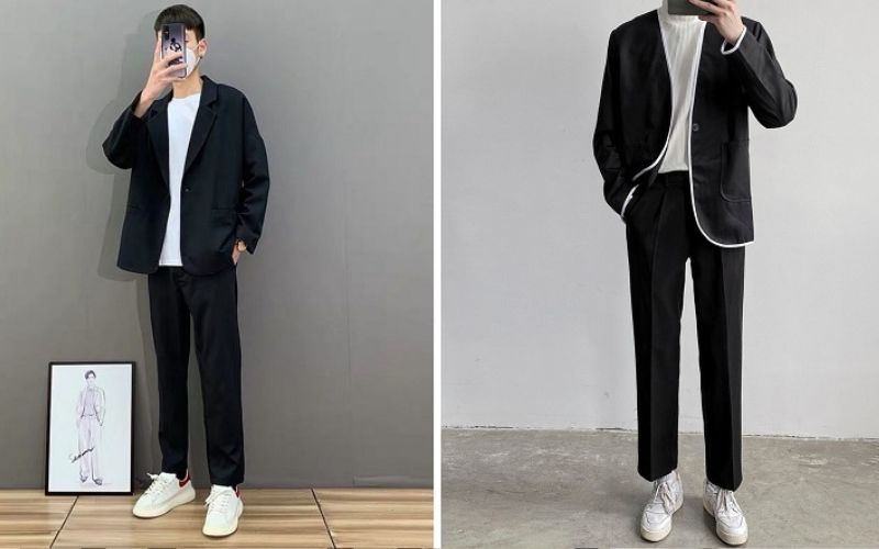 Phối áo thun nam với áo blazer trơn
