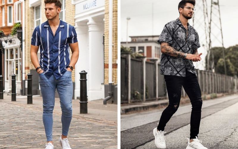 Cuban Shirt phối với jean đen cá tính